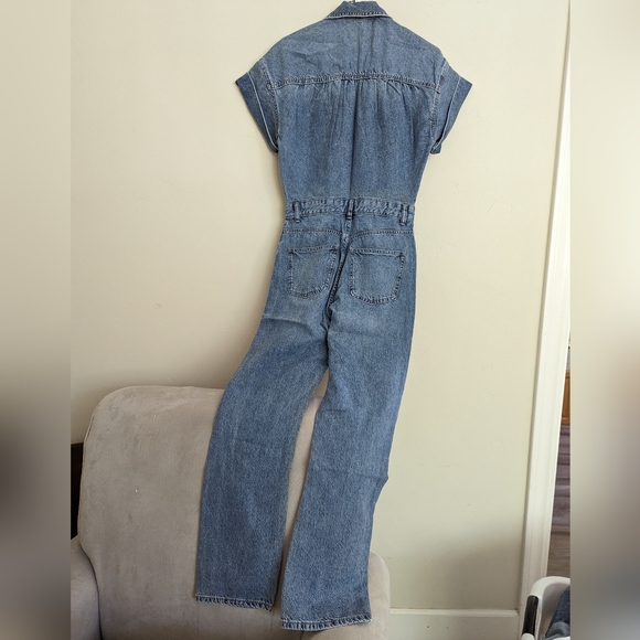 ZARA DENIM JUMPSUIT SHORT SLEEVES LONG PANTS S,M - Picture 15 of 15